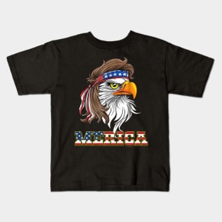 Eagle Mullet 4th of July American Flag Kids T-Shirt